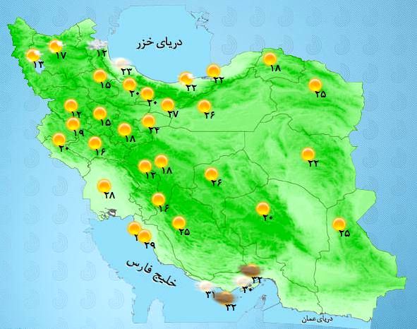 عکس: دمای مراکز استانها در یک نگاه