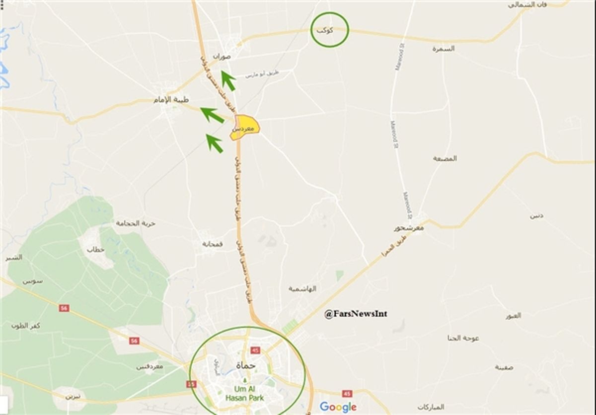 آزادی ۱۲۰کیلومترمربع از شمال حماة سوریه