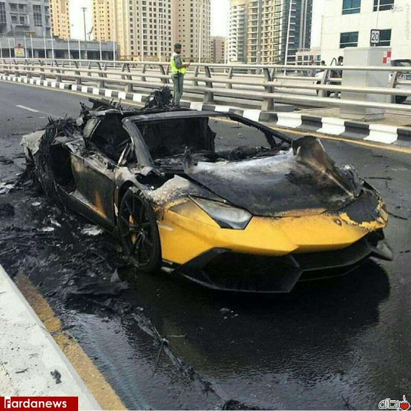 عکس/ آتش گرفتن لامبورگینی