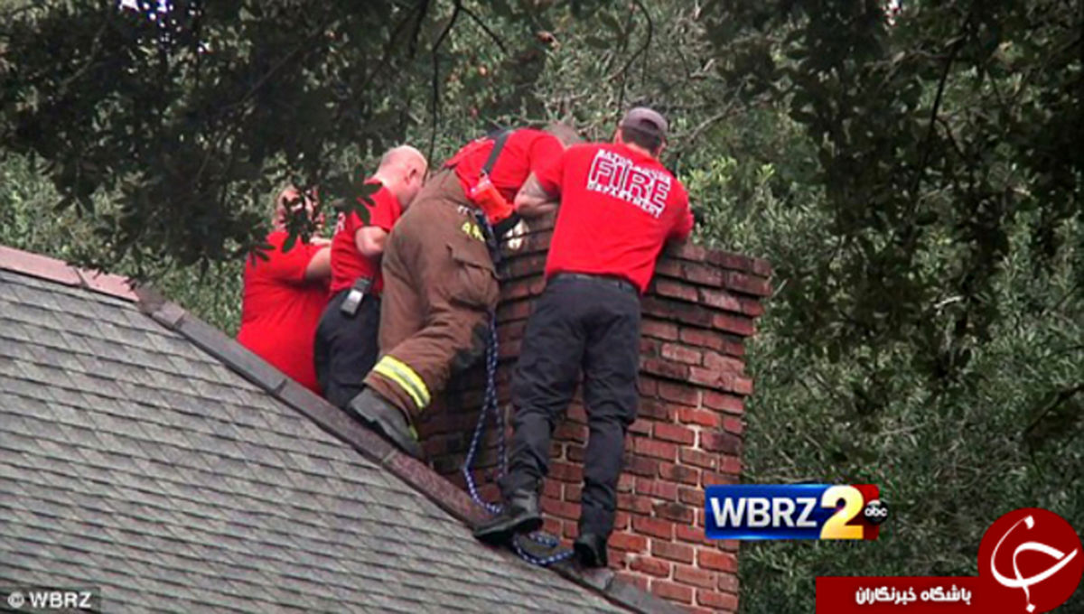 دزد احمق در دودکش خانه گیر کرد +تصاویر