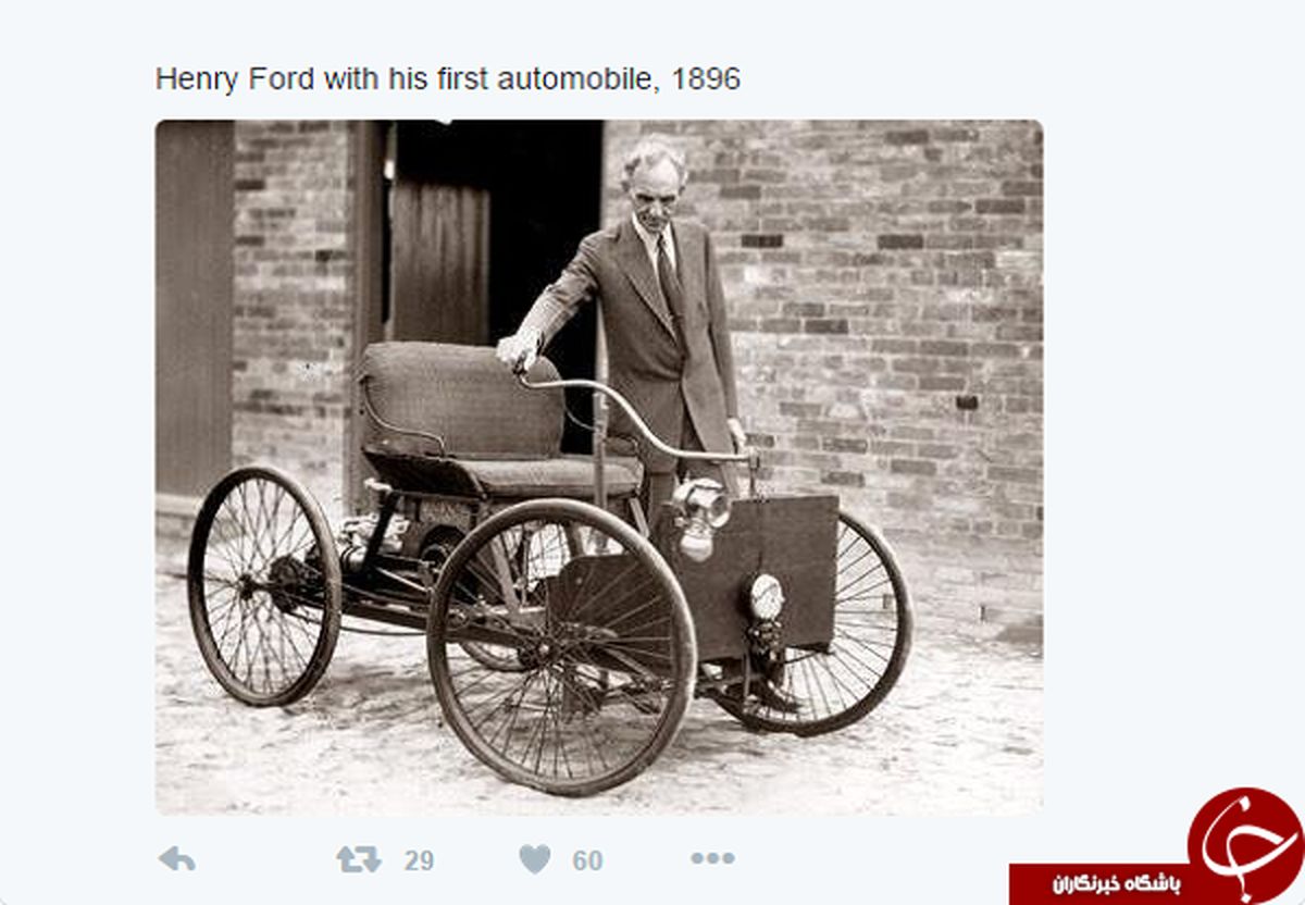 عکس: هنری فورد با اولین اتومبیل خود