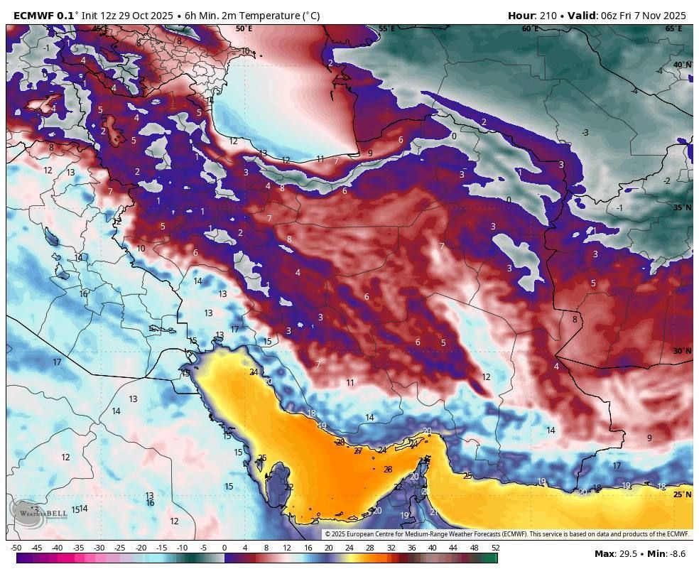 شب‌های سرد در راه کشور 