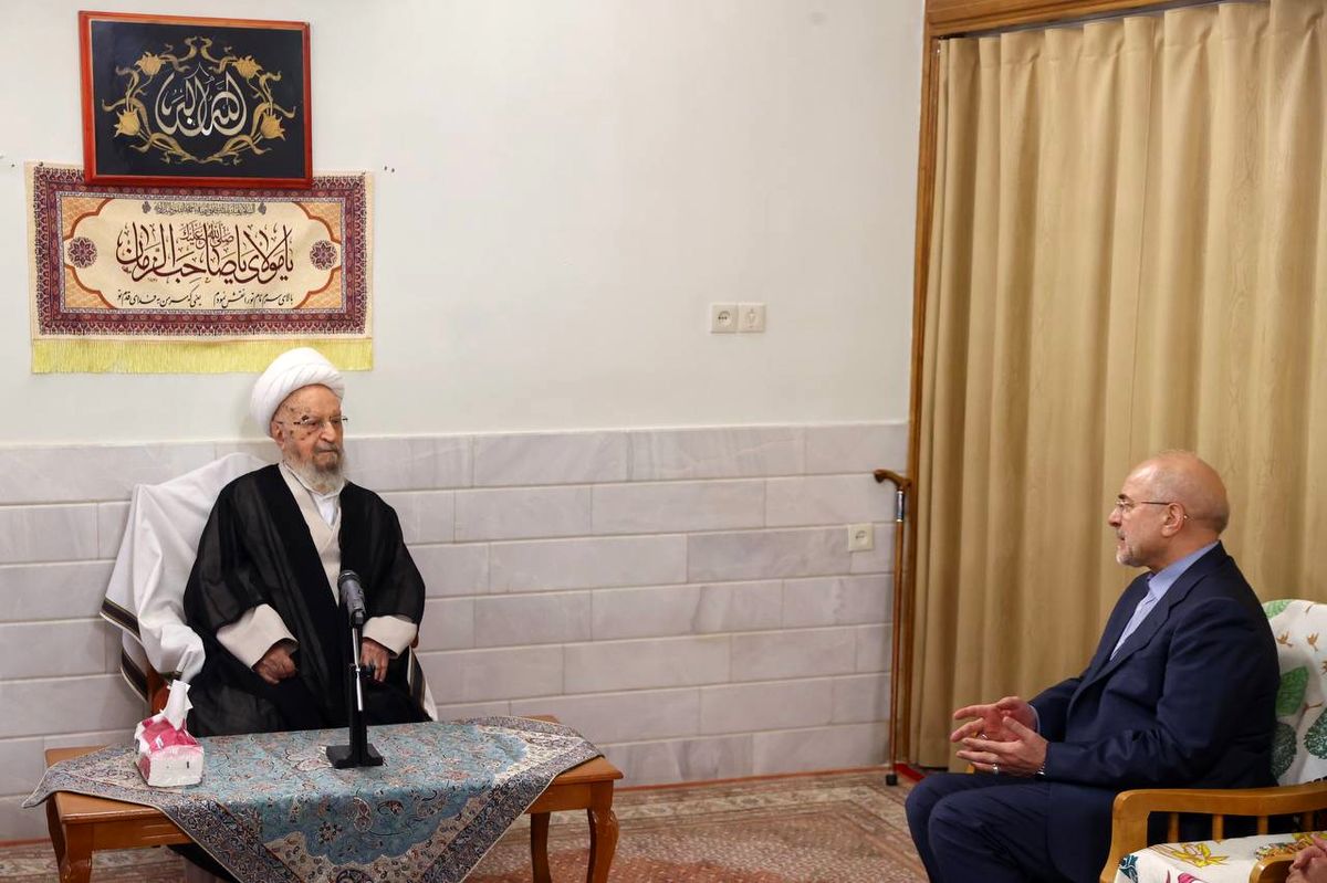 دیدار  قالیباف و آیت‌الله ناصر مکارم شیرازی - قم +عکس