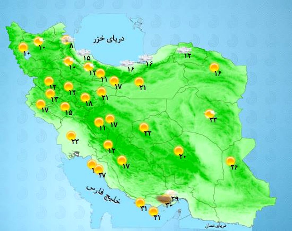 پیشبینی رگبار باران در استانهای شمالی کشور +جدول