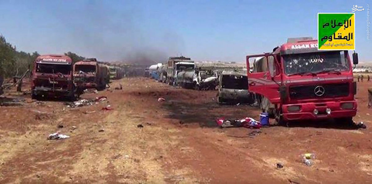 تصاویر: نابودکردن تانکرهای نفت داعش توسط هواپیماهای روسیه