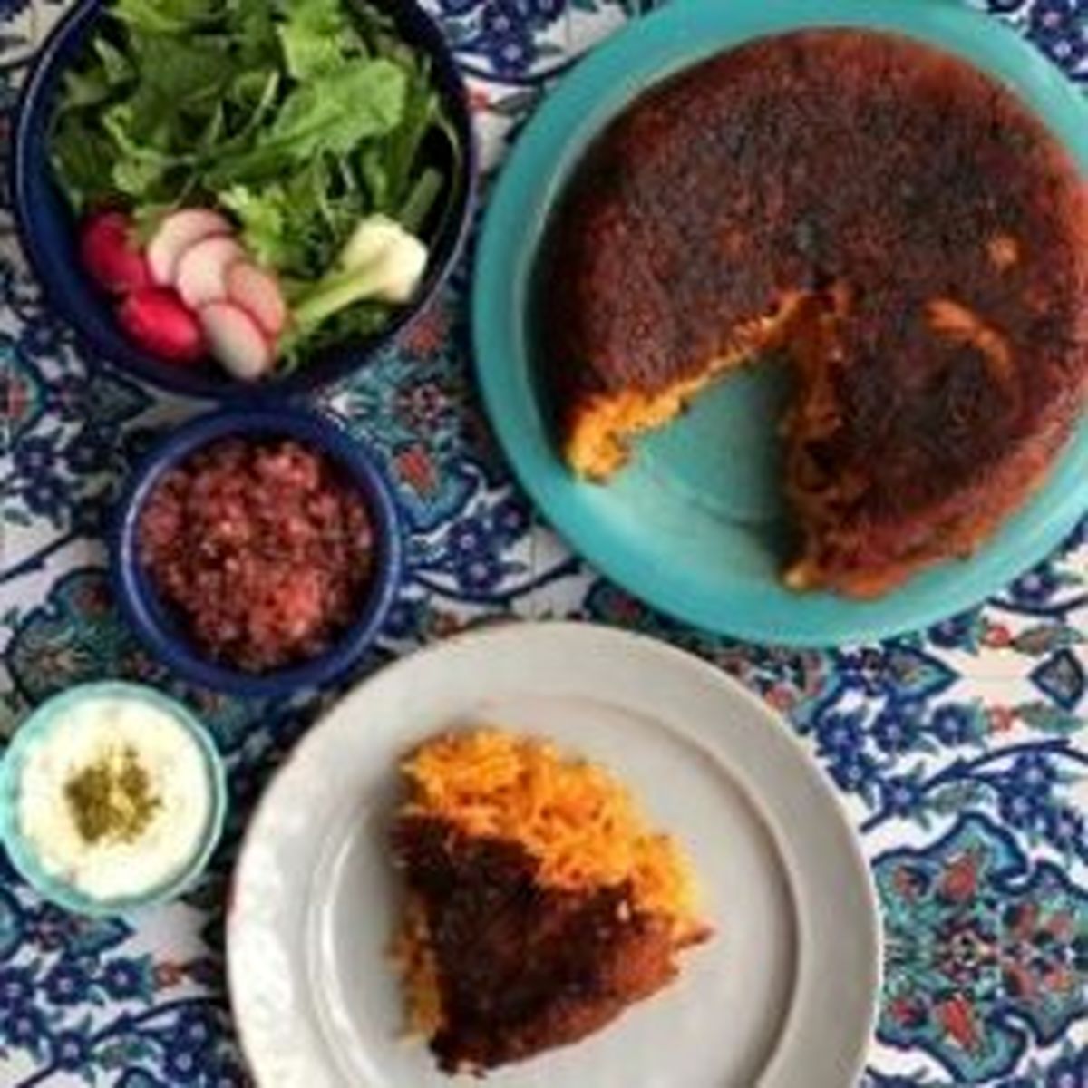 دستور پخت دمی گوجه به صورت مرحله‌ای