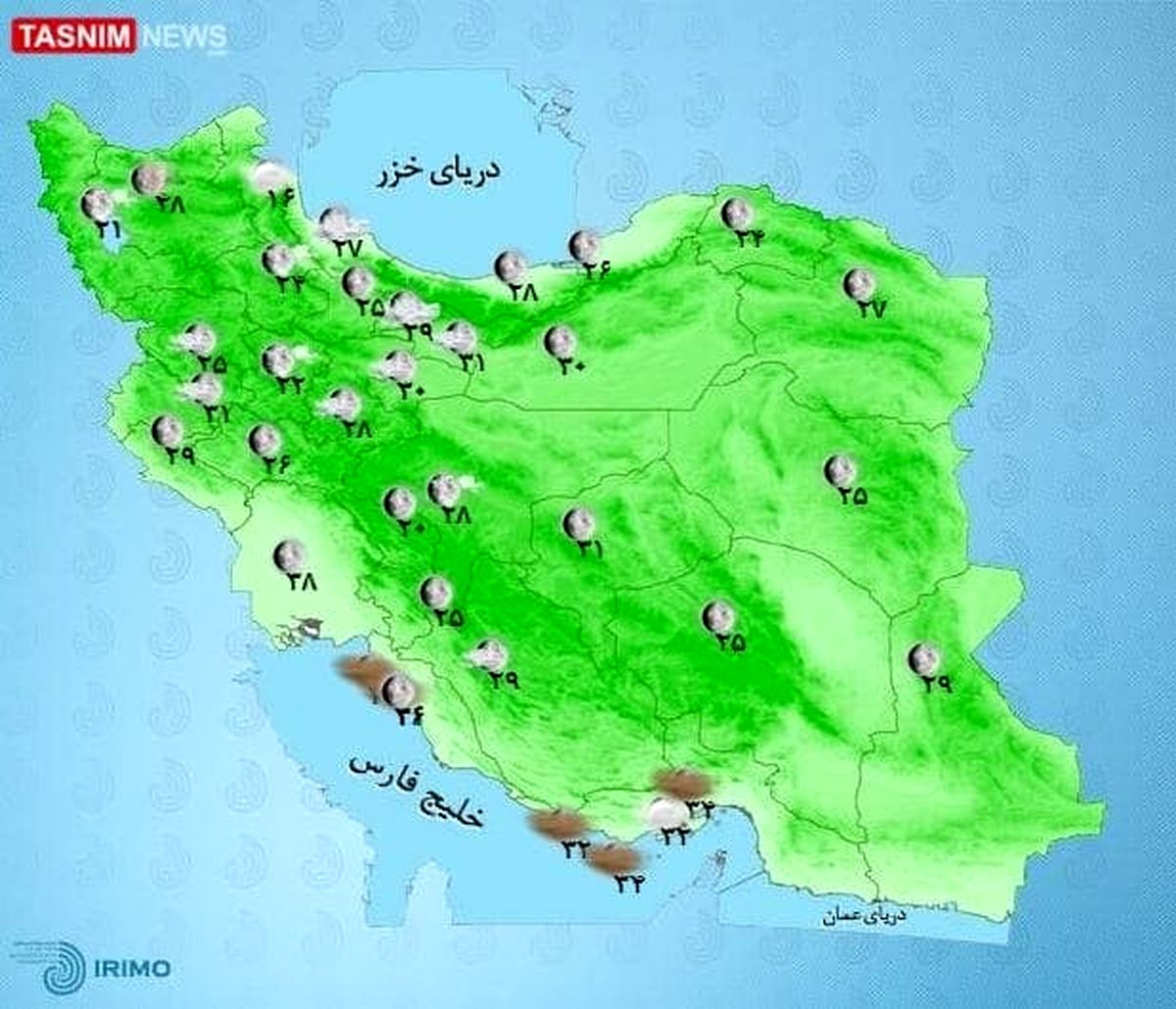 گرد و خاک در شرق و جنوب‌شرق کشور +نقشه