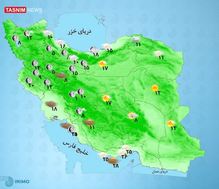 بارش پراکنده باران در برخی از نقاط کشور