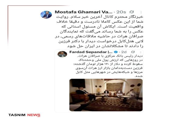 توضیح بانک مرکزی درباره عکس فرزین با صرافان هرات 