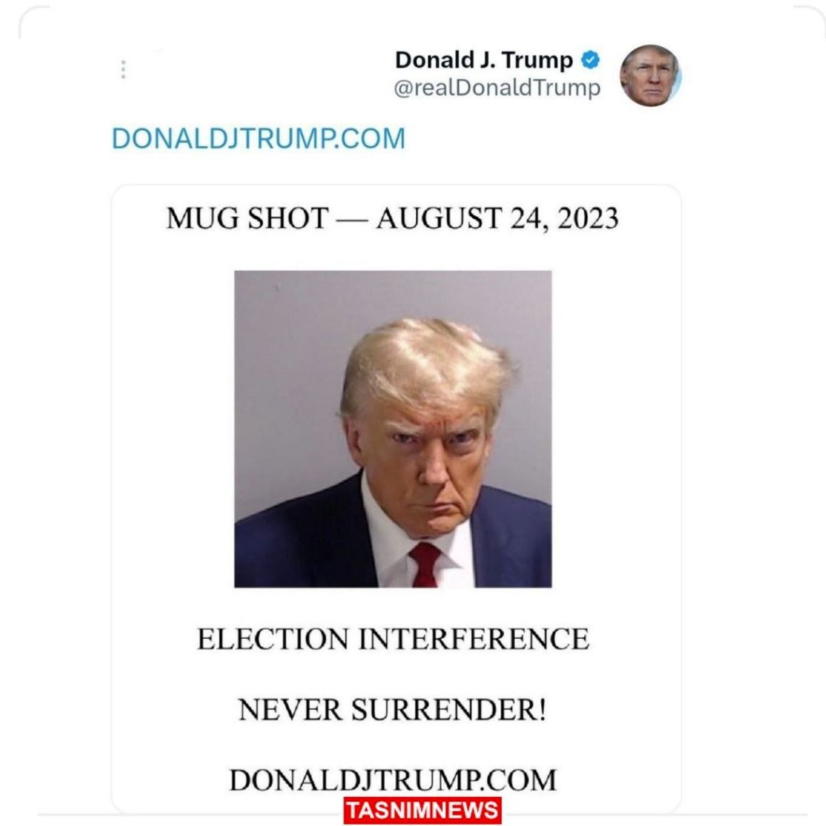 «ترامپ» عکس بازداشتش را منتشر کرد