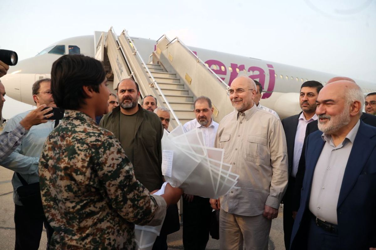 قالیباف از طریق فرودگاه آبادان وارد خوزستان شد