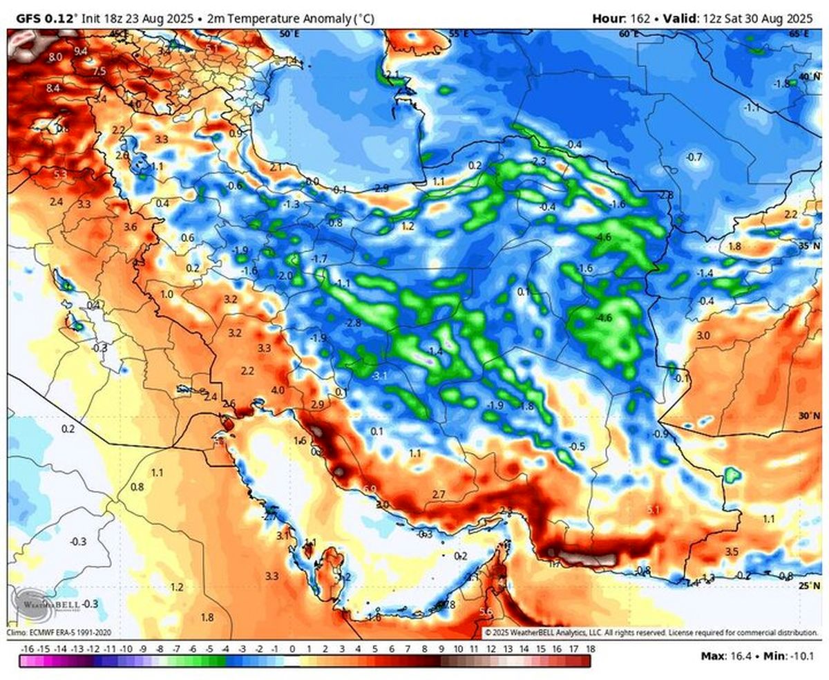 نقشه آب و هوای استان ها امروز 3 شهریور | کاهش محسوس دما از هفته آینده 