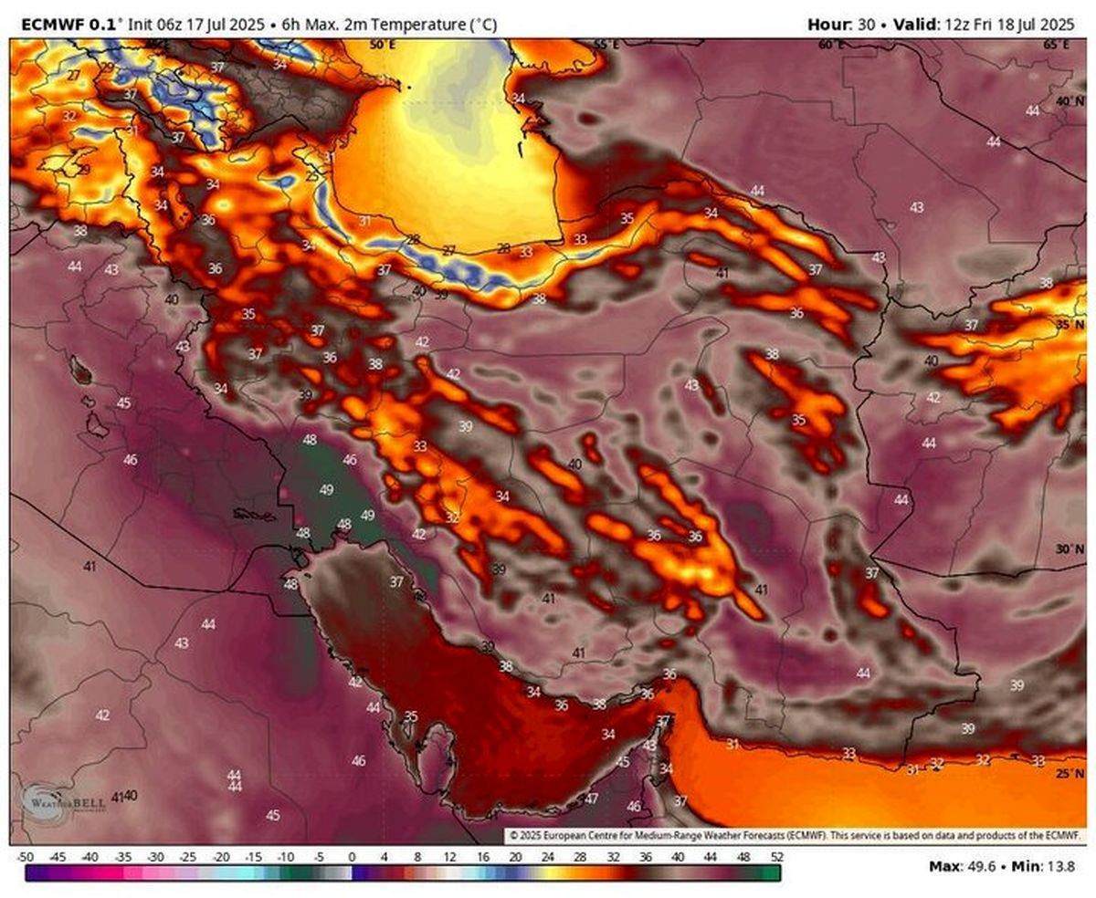 هشدار نارنجی بی‌هنجاری گرما در سراسر ایران