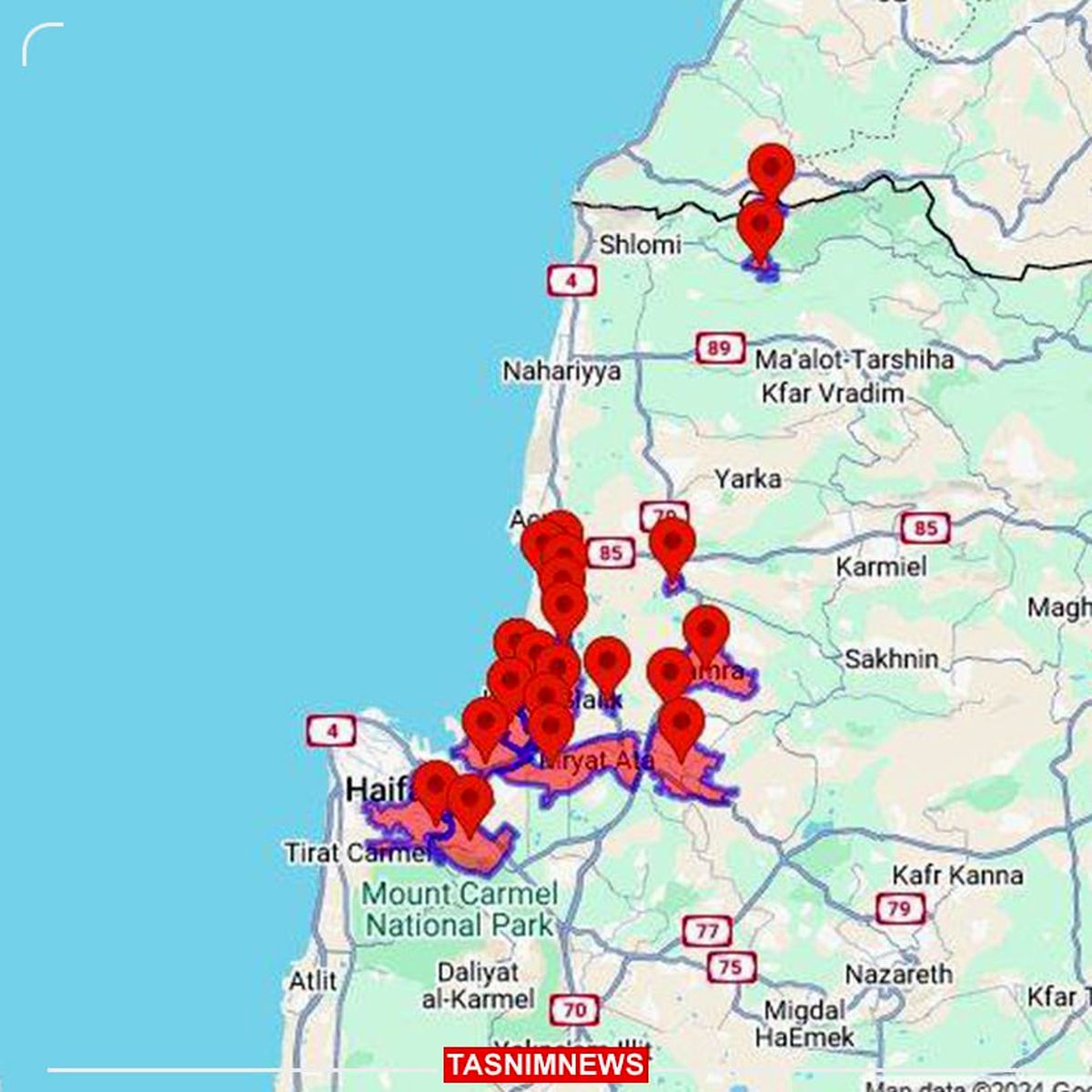 وحشت در حیفا و کریات همزمان با سخنرانی نعیم قاسم | شلیک ۱۰۰ موشک به سمت حیفا