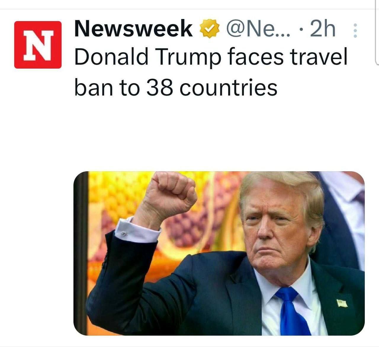 محدودیت سفر ترامپ به ۳۸ کشور جهان