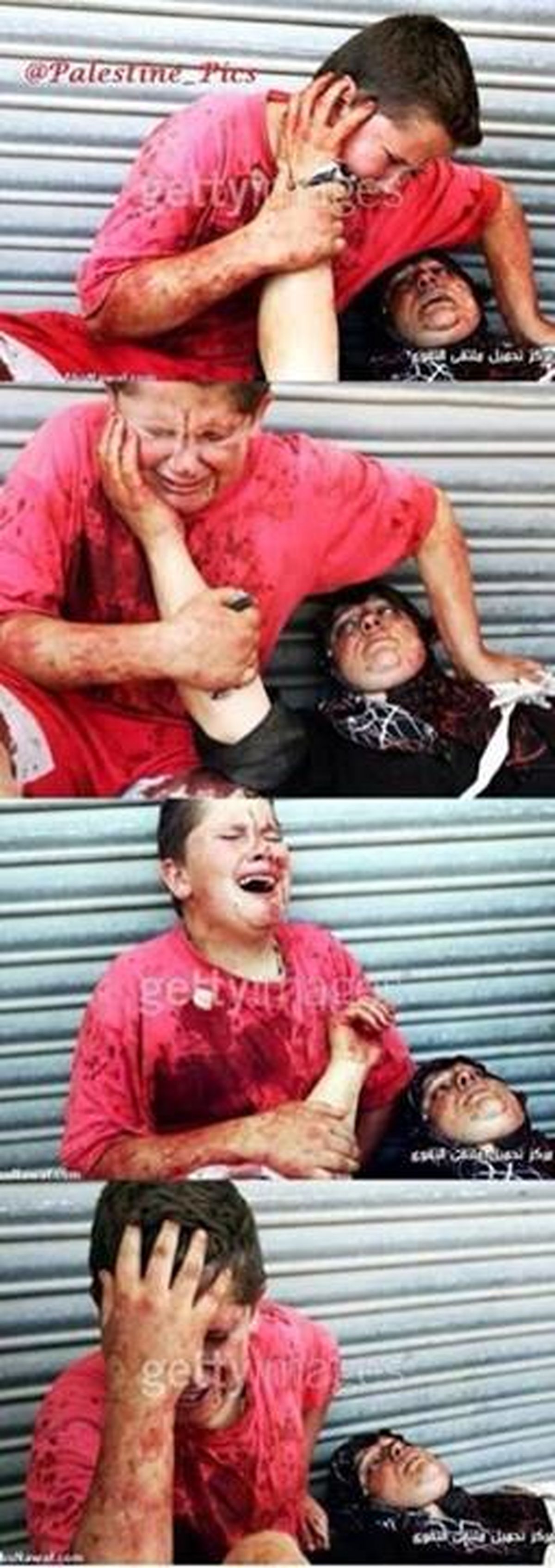 وداع تلخ کودک‌ فلسطینی با مادرش/تصاویر